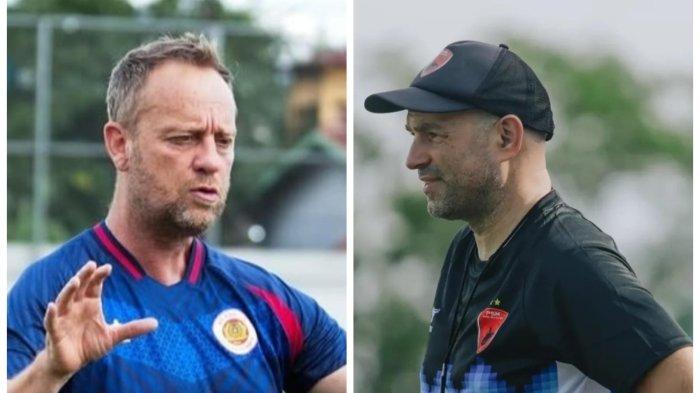 DUEL PELATIH – Kolase foto pelatih CAHN FC, Alexandre Mano Polking (kiri) dan pelatih PSM Makassar, Bernardo Tavares (kanan). Mano Polking dan Bernardo Tavares beradu taktik demi kemenangan tim di semifinal ASEAN Club Championship (ACC) 2024/2025 di Stadion BJ Habibie, Parepare, Rabu (2/4/2025).