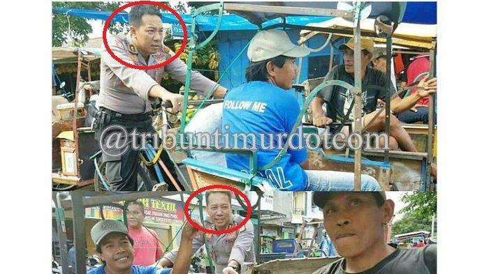 Potret Kurniawan Affandi, saat masih jadi Kapolres Bantaeng Polda Sulsel bercengkrama dengan tukang becak, Juni 2016. Kini Akpol 1996 itu jadi jenderal (Instagram @halo_polisi)