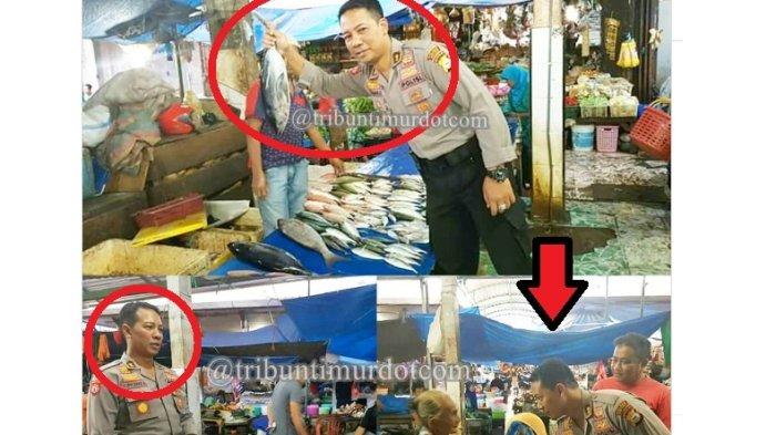 Potret Kurniawan Affandi, saat masih jadi Kapolres Bantaeng Polda Sulsel, membeli ikan di pasar dan bercengkrama dengan warga, Juni 2016. (Instagram @halo_polisi)