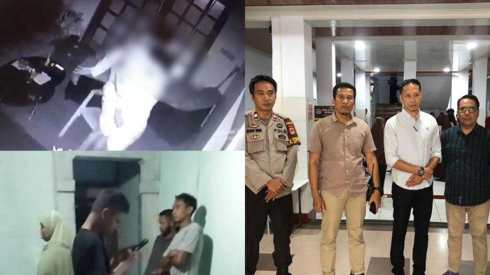 Foto-foto bunuh diri yang beredar dan Kanit Reskrim Polsek Panakkukang, Iptu Sangkala, saat mendatangi STIKES Panakkukang Makassar
