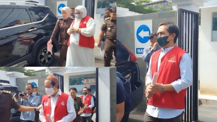 SKINCARE BERBAHAYA - Kolase foto tiga tersangka skincare berbahaya, Agus Salim, Mustadir Dg Sila dan Mira Hayati saat digiring Jaksa ke mobil tahanan di Kejari Makassar, beberapa waktu lalu. Mira Hayati melahirkan jelang sidang dakwaan di Pengadilan Negeri Makassar.