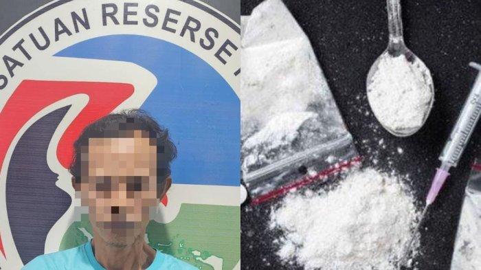 Kolase ilustrasi sabu dan I (30) pelaku penyalahgunaan narkoba jenis sabu saat diamankan Sat Narkoba Polres Bone, Jumat (12/4/2024)


 