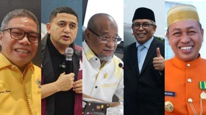 MUSDA GOLKAR SULSEL - (kiri ke kanan) Taufan Pawe, Munafri Arifuddin, Kadir Halid, Ilham Arief Sirajuddin, Syamsuddin A Hamid mencuat di bursa pencalonan Musda Golkar Sulsel 2025. Pengamat soroti dinamika internal Partai Golkar Sulsel 