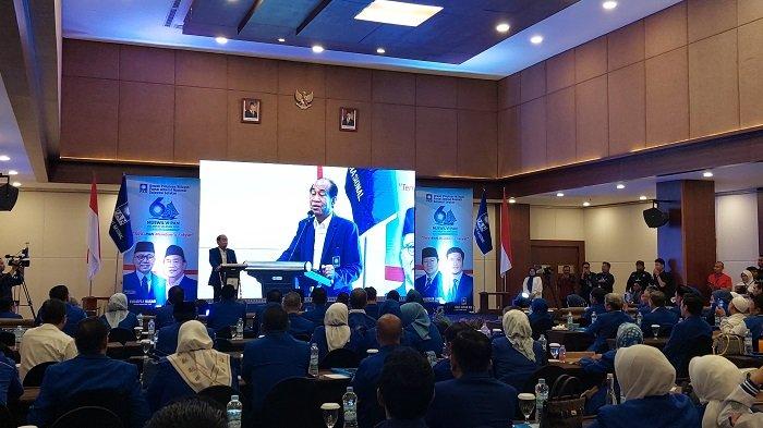 MUSWIL PAN SULSEL-Ketua PAN Sulsel Ashabul Kahfi sambutan di hadapan peserta MUSWIL PAN Sulsel di Hotel Claro Makassar, Minggu (4/5/2025).
