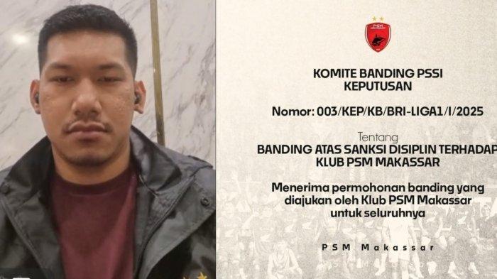 Manajer PSM Makassar, Muhammad Nur Fajrin saat konferensi pers hasil putusan banding PSM Makassar atas sanksi diberikan Komdis PSSI via daring, Rabu (8/1/2025).