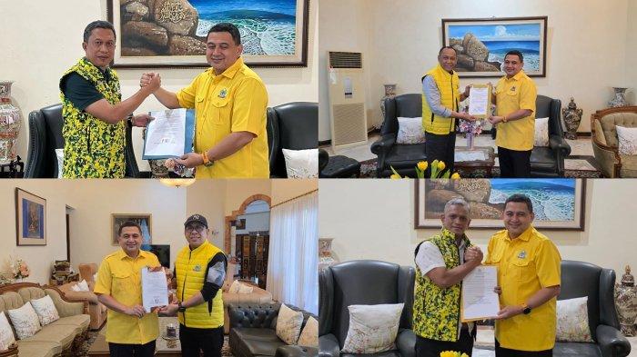 MUSDA GOLKAR SULSEL- Momen Empat Ketua DPD II antar SK dukungan ke kediaman Munafri Arifuddin di Jl Chairil Anwar, Sawerigading, Makassar, Kamis (29/5/2025) kemarin.