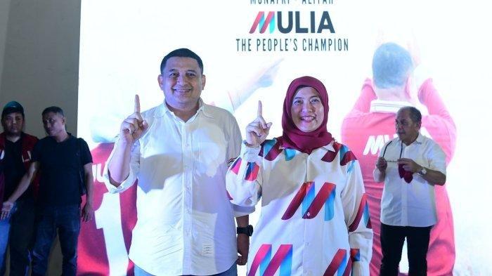 Munafri Arifuddin-Aliyah Mustika Ilham (MULIA) saat deklarasi kemenangan di Posko Induk, Jl Pettarani, Makassar, Rabu (27/11/2024) malam.