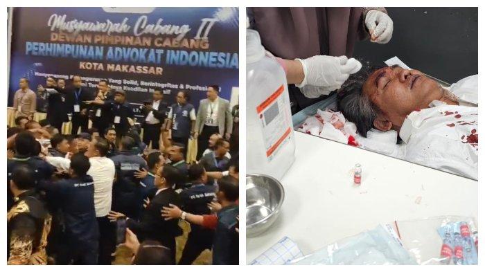 Musyawarah Cabang II Perhimpunan Advokat Indonesia (Peradi) Kota Makassar berlangsung ricuh di Hotel Dalton, Makassar, Sulawesi Selatan, Senin (28/4/2025). Dalam video yang beredar di grup WhatsApp titik Ngopi, suasana ricuh. 