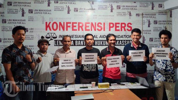 Organisasi Masyarakat Sipil (OMS) Sulawesi Selatan (Sulsel) menyatakan sikap ketidakpercayaan terhadap proses Pemilihan Umum (Pemilu) 2024 saat menggelar konferensi pers di Kantor YLBHI-LBH Makassar, Jumat (16/02/2024). Dalam konferensi pers tersebut, OMS Sulsel menjelaskan beberapa bukti di lapangan yang mengindikasikan ketidakberesan dalam proses pemilu yang diselenggarakan tahun ini.