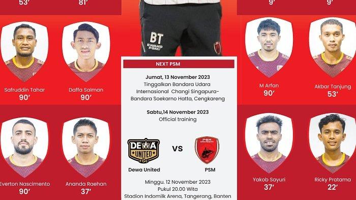 PSM Makassar dihantui kelelahan jelang lawan Dewa United pada pekan 19 Liga 1 2023/2024.