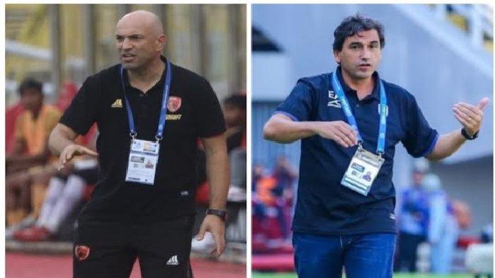 Pelatih PSM Makassar, Bernardo Tavares dan Pelatih Semen Padang, Eduardo Almeida.