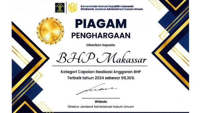 Piagam penghargaan yang diraih BHP Makassar.