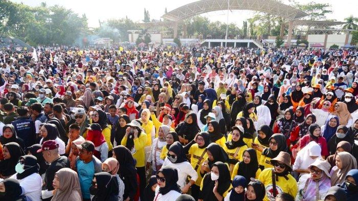 Potret Warga Takalar Gerak Jalan Santai Anti Mager, di Lapangan Makkatang Daeng Sibali, Sabtu (7/9/2024).
