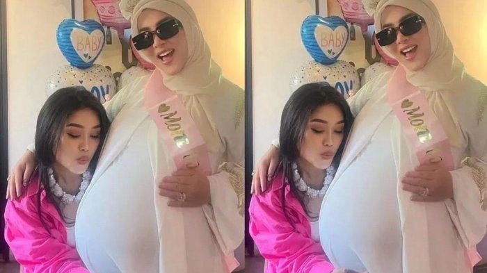 Oline Mendeng menghadiri acara baby shower Syahrini di Singapura.