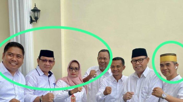 Potret lima camat (lingkaran hijau) viral di media sosial foto bareng paslon bupati Bone Andi Asman Sulaiman-Andi Akmal Pasluddin. Mereka Camat Bengo, Edy Syaputra Syam, Camat Dua Boccoe, Emirat Amir, Camat Tanete Riattang Andi Denni, Camat Lapri, Andi Bahar  dan Camat Tanete Riattang Barat, Hasna. 