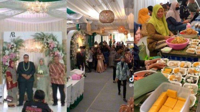 Potret pesta pernikahan di pasar tradisional, tamu boleh pulang bungkus makanan (TikTok @blessing07_.)