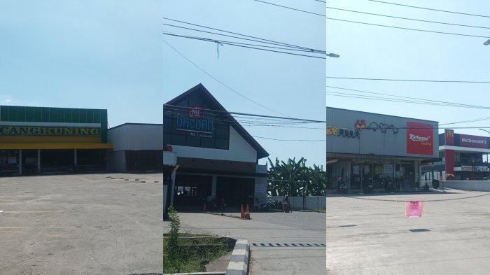 RESTO DITUTUP -  Suasana RM Cang Kuning, Mie Gacoan, dan Richeese Factory yang ditutup sementara karena belum memiliki izin PBG dan SLF di Jl Tun Abdul Razak, Somba Opu, Gowa, Sulsel, Selasa (17/6/2025). (TribunGowa.com/Sayyid Zulfadli)