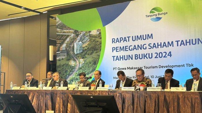 RUPST GMTD — Jajaran Dewan Komisaris GMTD, Direksi, serta perwakilan pemegang saham institusional mengikuti RUPST Tahun Buku 2024 di Hotel The Rinra Makassar, Selasa (10/6/2025). Irawan Yusuf resmi ditunjuk sebagai Presiden Komisaris merangkap Komisaris Independen, menggantikan Didik J Rachbini.
