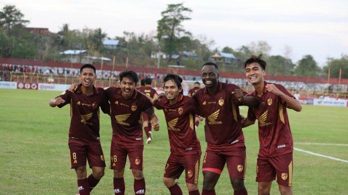 Selebrasi Rasyid Bakri saat mencetak gol ke gawang Barito Putera. Rasyid Bakri membawa PSM Makassar menang 2-0 atas Barito Putera di Stadion Gelora Bj Habibir Kota Parepare, Jumat (15/9/2023).