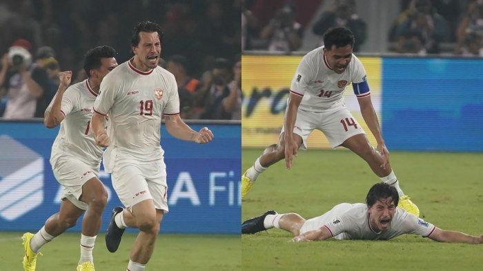 Selebrasi emosional Thom Haye usai mencetak gol di laga Timnas Indonesia vs Filipina pada Kualifikasi Piala Dunia 2026. Selasa (11/6/2024) malam.
