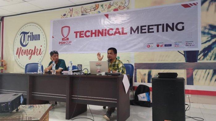Technical Meeting PSM Cup U-15 dengan para pelatih tim di Kantor Tribun Timur, Jl Cendrawasih, Kota Makassar, Jumat (7/6/2024).