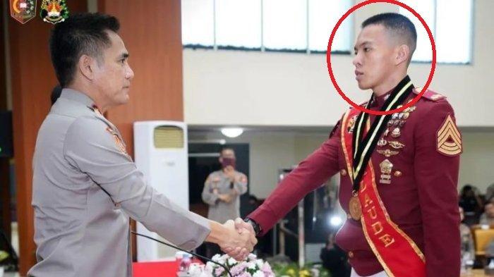 Gubernur Akpol Irjen Krisno Halomoan Siregar memberi selamat kepada Theodore Gomgom Octofarrel De Fatima peraih Adhi Makayasa Akpol 2024.