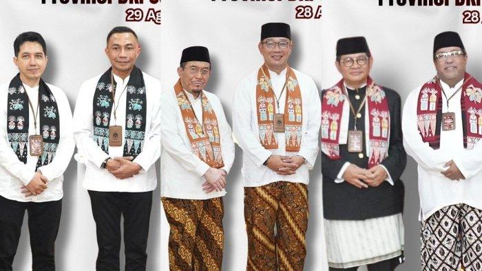 Tiga pasangan calon Pilgub Jakarta 2024 yakni Dharma Pongrekun - Kun Wardhana, Ridwan Kamil - Suswono dan Pramono Anung - Rano Karno.