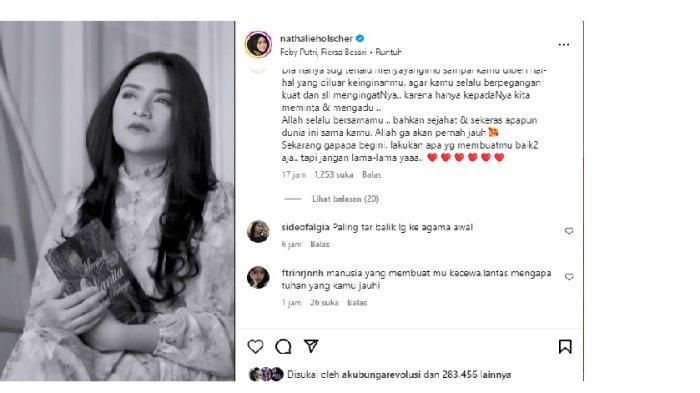 Unggahan terbaru Nathalie Holscher di instagram pribadinya. Nathalie Holscher memutuskan kembali ke penampilan awal dengan melepas hijabnya.