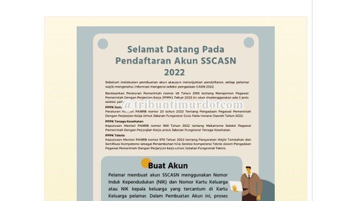 Tangkapan layar situs daftar-sscasn.bkn.go.id/akun yang disebut untuk melakukan pendaftaran akun SSCASN 2023. Namun, pada halaman informasi situs, masih memuat informasi berupa 