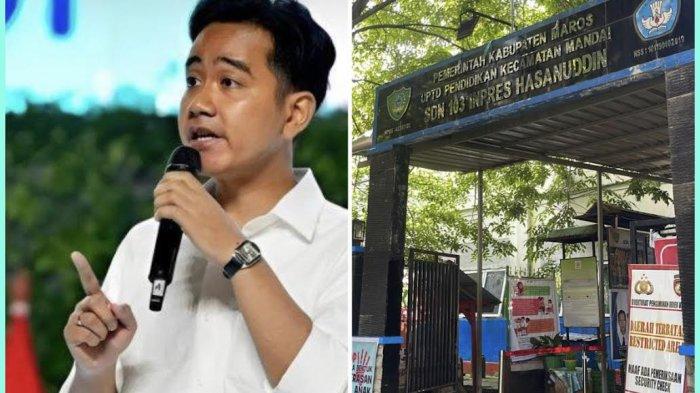 Wapres Gibran Rakabuming Raka (kiri), Suasana di SD 103 Inpres Hasanuddin Maros (kanan).