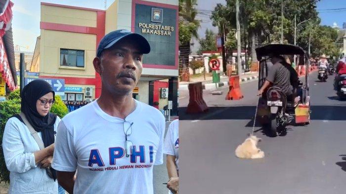 Ketua APHI, Rahmat Ninoe, saat mendatangi Mapolrestabes Makassar, Rabu (30/8/2023) sore, laporkan video anjing diseret bentor