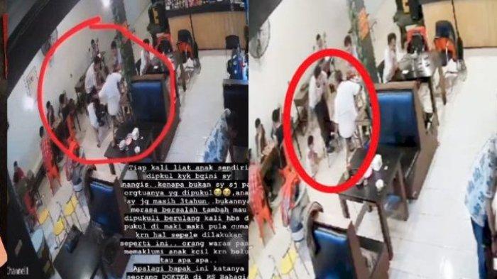 Detik-detik seorang balita usia 3 tahun dijitak kepalanya oleh pengunjung Warkop Nonna di Jl Anggrek Raya, Makassar, Sulsel, Kamis (27/7/2023), sekitar pukul 23.00 Wita.