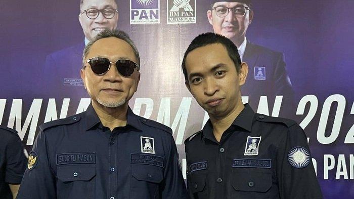 DUKUNGAN BM PAN - Ketua Bakor DPW BM PAN Sulsel, Karca bersama ketua umum DPP PAN Zulkifli Hasan, beberapa waktu lalu. Kader Barisan Muda Penegak Amanat Nasional (BM PAN) se-Sulsel menyatakan dukungan penuh kepada Chaidir Syam untuk maju sebagai Ketua DPW PAN Sulsel.