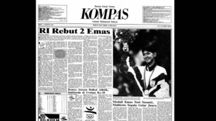 Foto Susi Susanti memegang kembang dipilih menjadi Foto headline Harian Kompas saat 5 Agustus 1992
