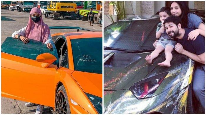 Pengusaha asal Makassar, Nurlinda Dwi Sukti dan artis Raffi Ahmad bersama keluarga berpose bersama super car Lamborghini.