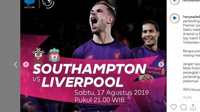 Live Streaming Liverpool Vs Southampton Pukul 02.00 WIB, Nonton Gratis di Sini via HP