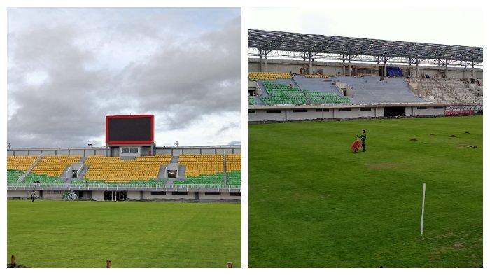 Pengerjaan tahap akhir Stadion Gelora BJ Habibie Kota Parepare, Sulawesi Selatan (Sulsel), Rabu (15/1/2025). Kepala BPPW PUPR Sulsel, Kusworo Darpito, mengatakan progres renovasi Stadion Gelora BJ Habibie saat ini sudah 95 persen.