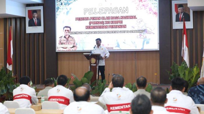 Sambutan Mentan SYL dihadapan para peserta Pornas yang berasal dari unit kerja eselon I di Kementan.
