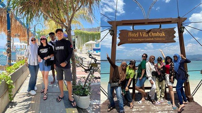 Rombongan nobar MotoGP Mandalika 2023 Yamaha SJAM saat berwisata ke Gili Trawangan Lombok, Nusa Tenggara Barat (NTB), Sabtu (14/10/2023) siang.