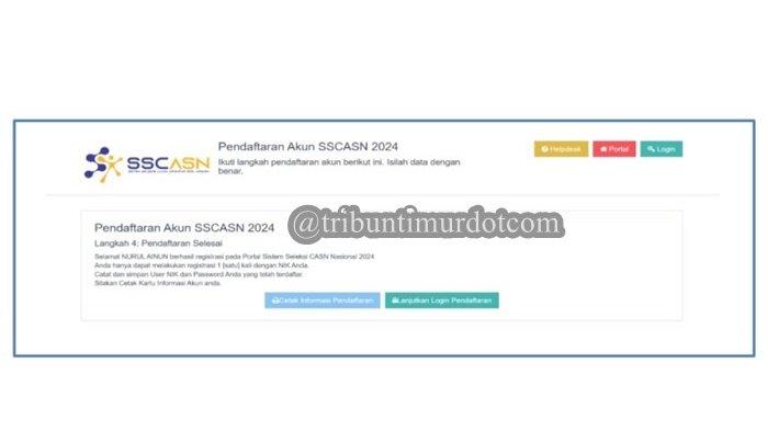 Halaman Selesai Pendaftaran SSCASN CPNS 2024.