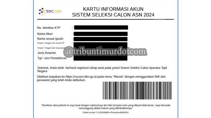 Contoh Kartu Informasi Akun.