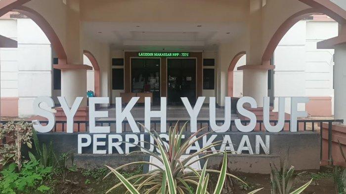 Suasana perpustakaan Kampus II UIN Alauddin Makassar Jl HM Yasin Limpo, Kelurahan Romangpolong, Kecamatan Somba Opu, Gowa, Sulsel, Sabtu (14/12/2024). Perpustakaan ini diduga jadi tempat produksi uang palsu dan melibatkan pegawai kampus.