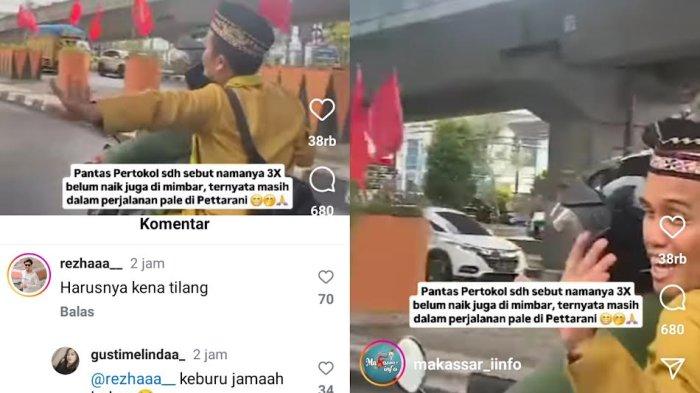 Kolase tangkapan layar video viral Ustaz Maulana dibonceng motor tak pakai helm melintas di Jl AP Pettarani, Makassar.