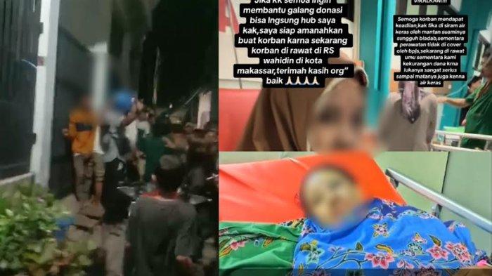Viral ibu dua anak disiram air keras oleh mantan suaminya di Kecamatan Tallo, Makassar.