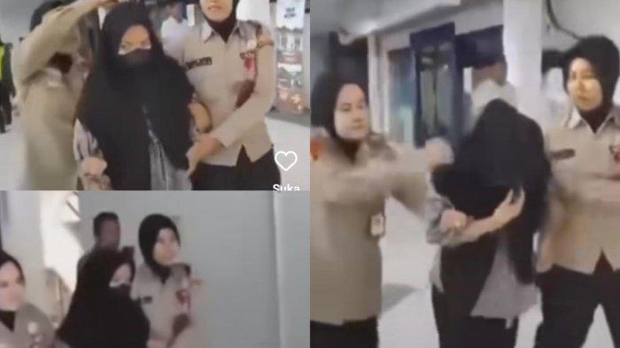 Viral penipu berkedok mahasiswi Unhas hanya bisa pasrah saat diamankan petugas keamanan kampus di Jl Perintis Kemerdekaan, Makassar.