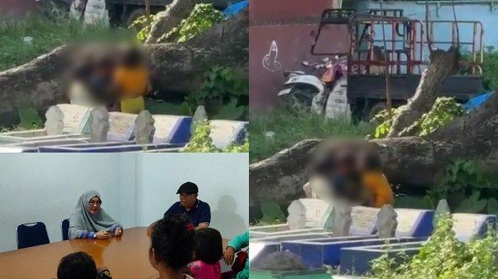 Kloase tangkapan layar video viral bocah berbuat asusila di pekuburan Kelurahan Pannampu, Kecamatan Tallo, Makassar, dan saat keduanya di assessment di PPA Kota Makassar, Jumat (26/4/2024) siang.
 