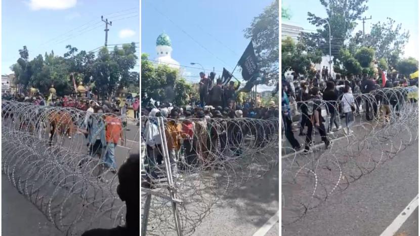 Kelompok Bertopeng hingga Pagar Kawat Duri Depan Kantor Bupati Bone Saat Demo Tolak PBB Naik