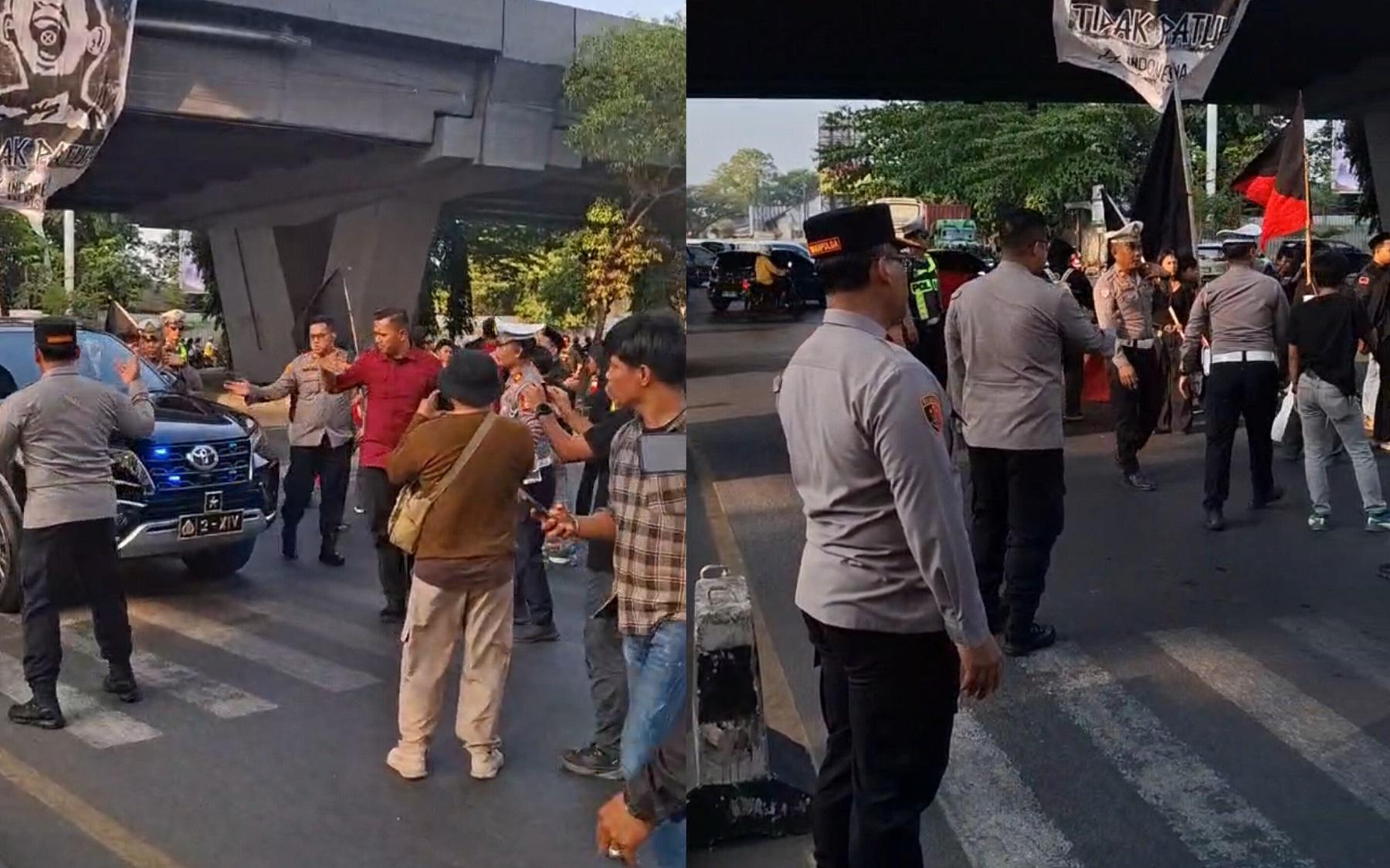 Kendaraan Wakapolda Sulsel Dicegat Pendemo Evaluasi 2 Tahun Pemerintahan di Makassar
