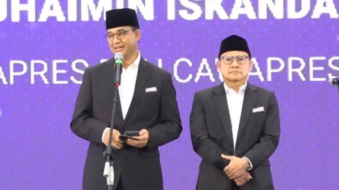 Anies Baswedan dan Muhaimin Iskandar menghadiri rapat koordinasi nasional sentra penegakan hukum terpadu di Kantor Bawaslu, Jakarta, Senin (27/11/2024). Capres nomor urut 1 Anies Baswedan tertinggi kenaikan elektabilitas kurun waktu Oktober - November 2023.