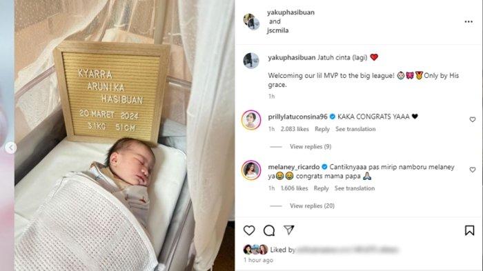 Potret anak pertama Jessica Mila, Kyarra Arunika Hasibuan, yang lahir pada 20 Maret 2024.
